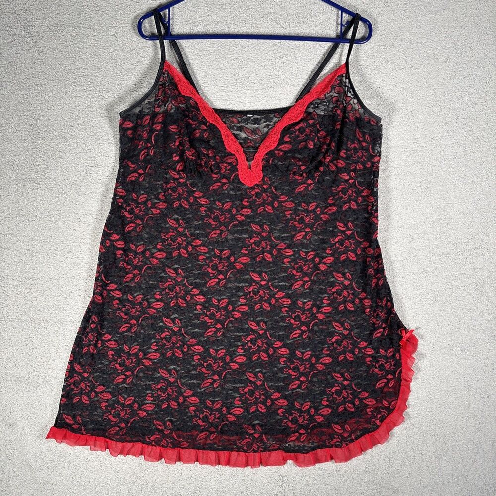 Women Size S/M Lingerie Top Romantic Lace Black Red Babydoll Whimsigoth Festival